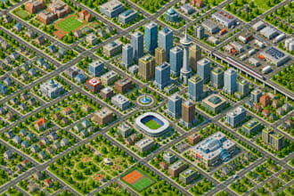 design 3d isometric map, city map venue, hotel, location maps wayfinding map