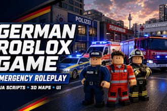 build german roblox emergency roleplay game, lua scripts, 3d maps and UI