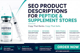 write SEO optimized product descriptions for peptide and supplement stores