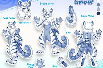 draw furry art nsfw furry reference sheet ref sheet for fursona character or sfw
