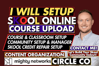 setup skool course upload online course creation classroom curriculum lessons