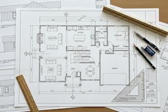 draw architectural 2d floor plans, house plans, and autocad drawings