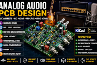 design analog audio pcb for guitar effect, mic preamp,amplifier and audio device