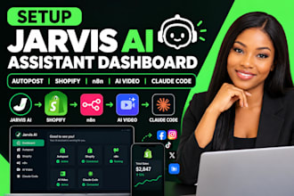 setup jarvis ai assistant dashboard autopost shopify n8n ai video claude code