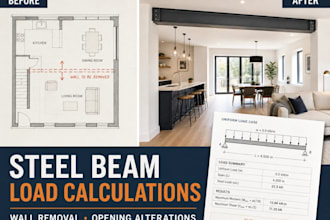 write steel beam load calculations report for structural alterations renovations