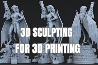 sculpt custom 3d characters, miniatures, figurines and statues for 3d printing
