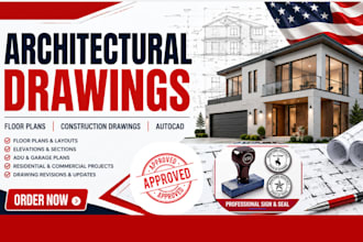 draw stamp architect house plan adu garage USA city permit drawing
