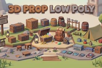 create stylized low poly 3d game props and assets