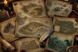 draw vintage fantasy maps for books, dnd, and tabletop games
