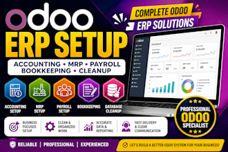 setup odoo accounting, bookkeeping, cleanup, mrp and payroll