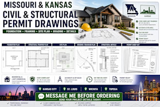 prepare missouri and kansas civil structural permit drawings