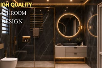 do 3d bathroom interior design and realistic 3d rendering