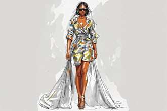 draw fashion illustration , sketch , model