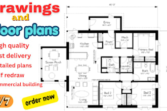 draft 2d floor plans, architectural permit drawings and house plans in autocad