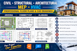 civil, structural, architectural, mep and hvac for arizona  connecticut alabama
