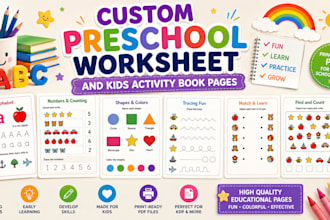 create custom preschool worksheet and kids activity book pages