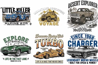 design a vintage retro racing car and off road sticker logo