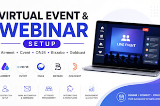 setup airmeet cvent on24 bizzabo goldcast virtual events webinars