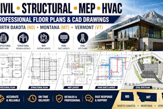 civil, structural, architectural, mep and hvac for north dakota montana vermont