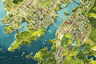 draw vector map and illustration