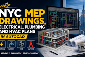 do NYC mep drawings, electrical plumbing and hvac plans in autocad