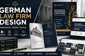 design german law frim brochures,corporate flyers, posters and social media kits