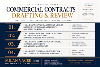 draft wholesale, distribution, and commercial business agreements as US attorney