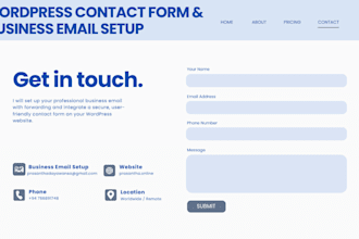 setup wordpress contact form and business email hosting