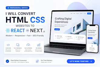 convert your HTML CSS website to react or nextjs