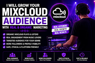 grow your mixcloud audience with real and organic promotion