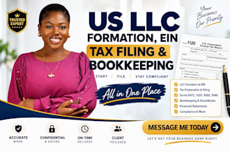 form your US llc, obtain ein, and handle bookkeeping and tax filing cpa