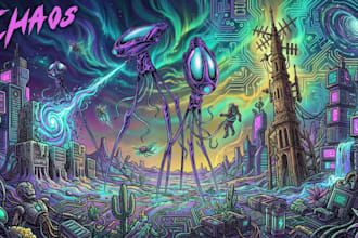 create detailed art of sci fi cyberpunk psychedelic artwork