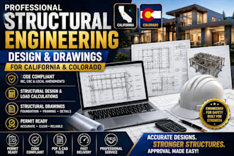 provide structural engineering design and drawings for california and color