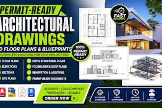 be your architect for house plan construction permit drawing structural engineer