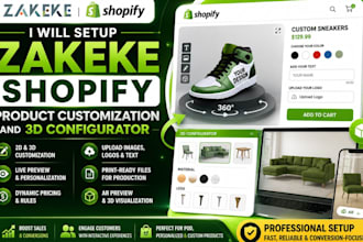 setup zakeke shopify product customization and 3d configurator