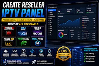 create reseller strong8k, xui panel, noos panel, 4k, trex panel, mega panel