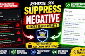 do reverse SEO negative link google search results suppression