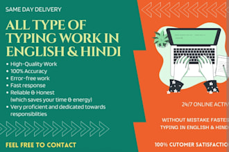 do fast english to hindi translation and professional typing