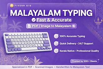 do accurate malayalam typing from english, pdf and images