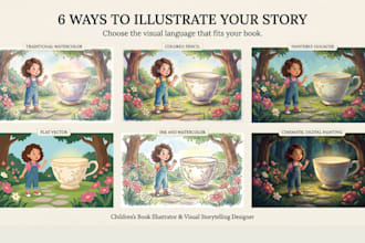 illustrate fantasy, fairy tale, cute animal stories and magical children books