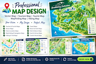 create tourism map, city sightseeing map, destination map, city map, vector map