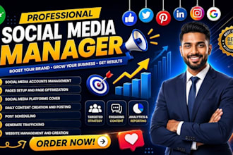 be your social media manager and professional social media marketing manager