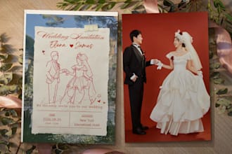 design illustrated wedding invitations and rsvp cards