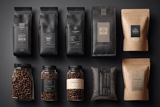 luxury coffee and tea packaging and label design