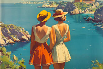 illustration top quality retro vintage travel poster