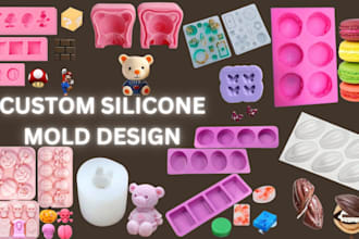 design custom 3d silicone mold 3d mold box soap, resin, candle and chocolate