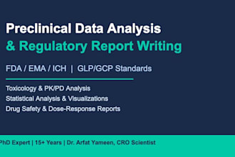 analyze preclinical study data and prepare regulatory reports for pharma clients