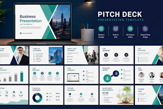 design saas startup pitch deck investor presentation slides in powerpoint canva