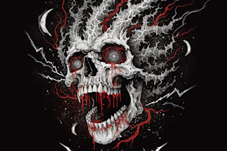 draw dark art, illustration, horror, skull, t shirt metal