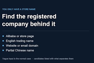 find the registered chinese company behind an alibaba store or brand